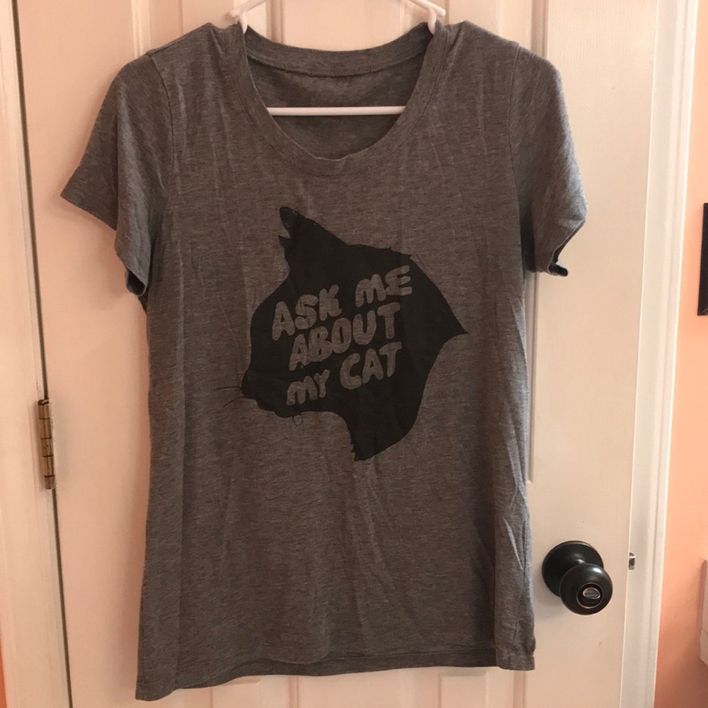 “Ask me about my cat” well loved graphic tee